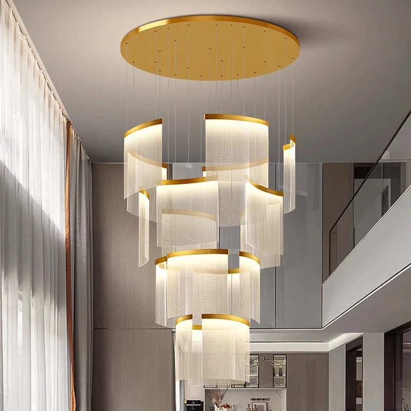 Modern ring stairs led lights pendant light lamps for living room led Chandeliers for dining room hanging light indoor lighting