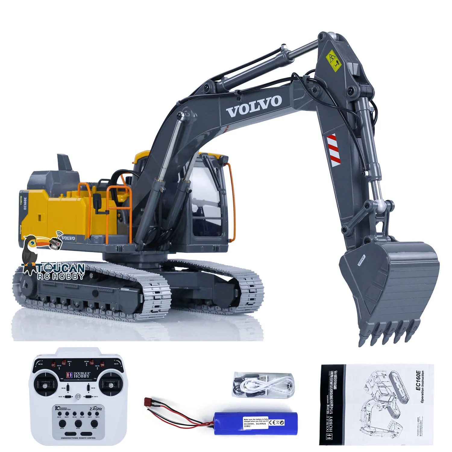 

Double E 1:14 Full Alloy E010 EC160E Metal Electric RC Excavator RTR Remoted Diggers Construction Vehicle Trucks Toys TH23137