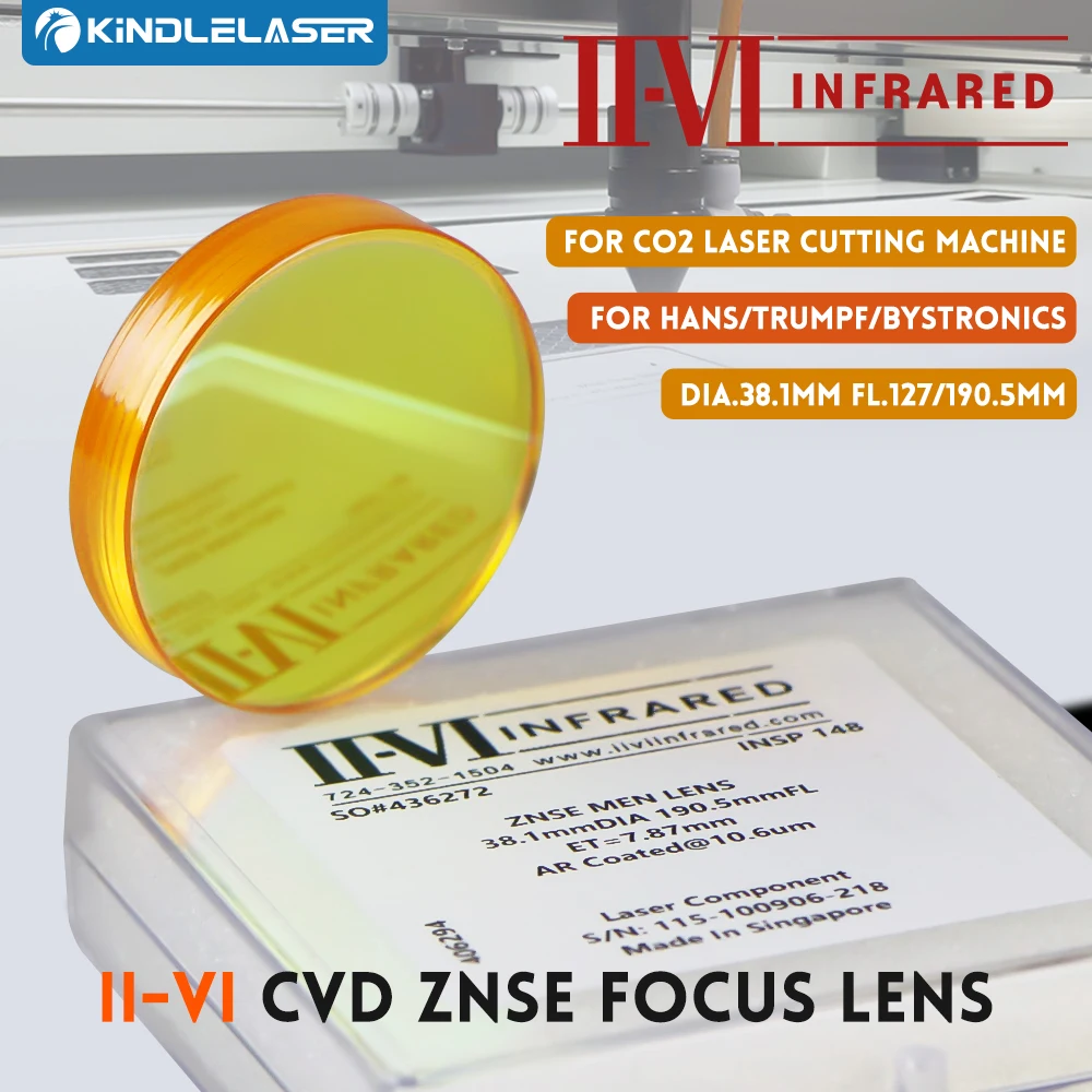 KINDLELASER II-VI CVD ZnSe Focus Lens Dia. 38.1mm FL127/190.5mm 5\