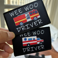 WEE WOO DRIVER Tactical Patch Fun Fire Engine Morale Armband Printing Hook&Loop Badge Ambulance Outdoor Backpack Bags Accessory