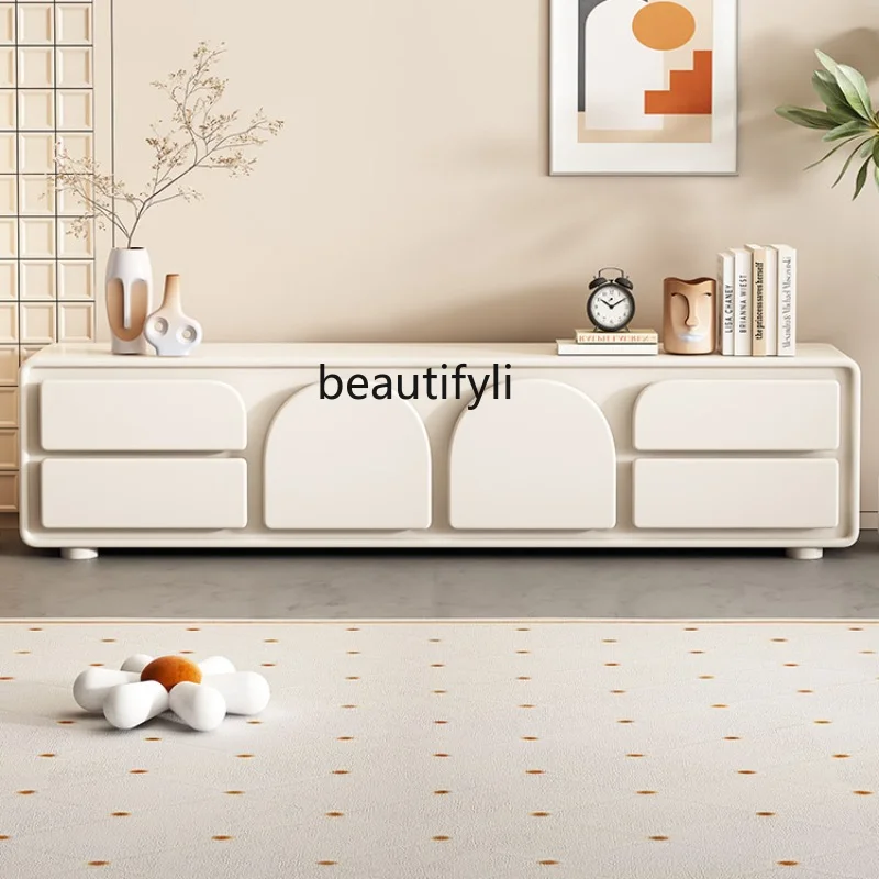 

Cream Style TV Cabinet Simple Modern Small Apartment Coffee Table Combination Living Room Home Creative TV Stand furniture