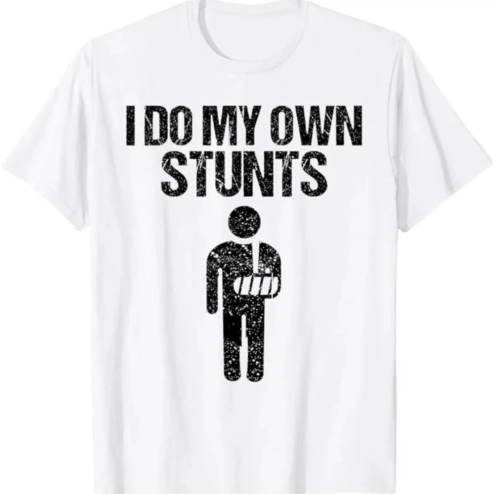 Lustiges T-Shirt „I Do My Own Stunts Broken Arm Get Well“-Geschenk für Kinder, Vintage-Stil, gewaschen, Unisex-Grafik, atmungsaktiv, lässig
