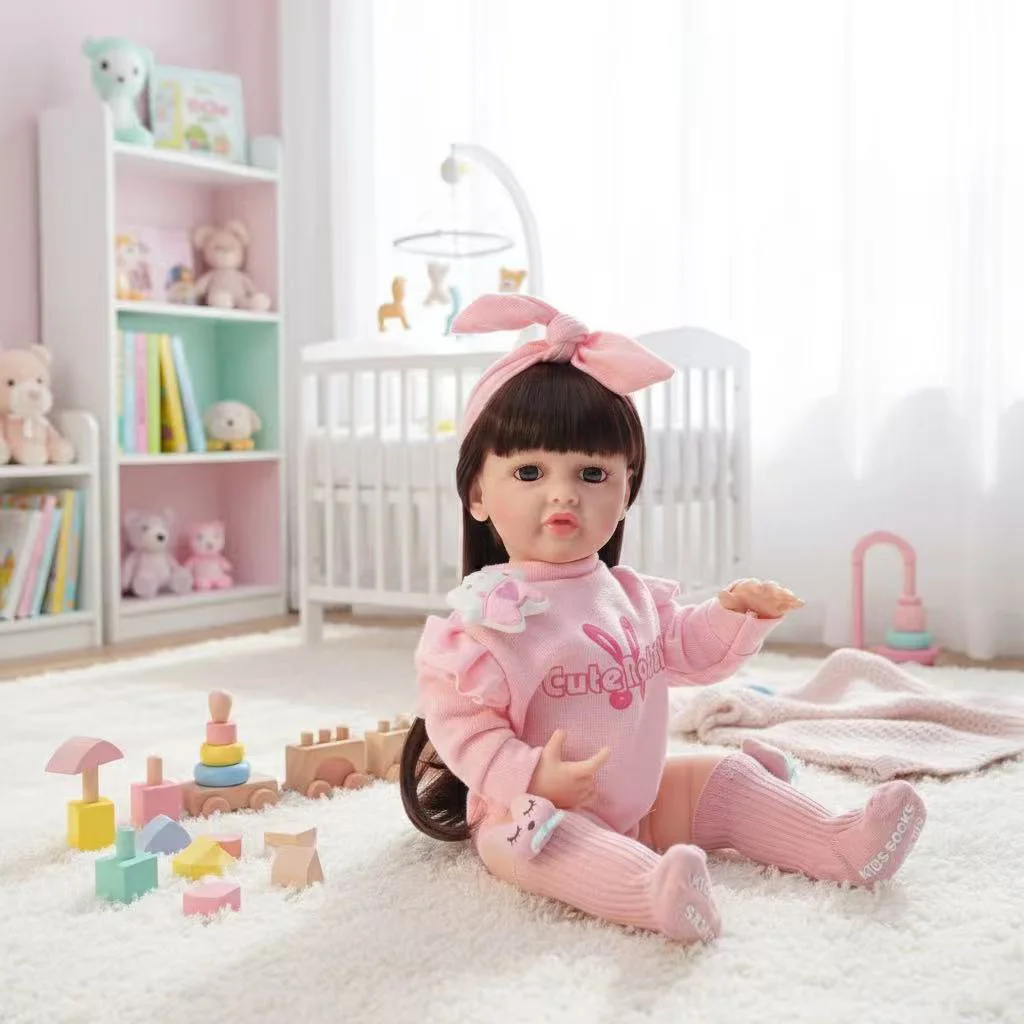 Cloveray 22-calowa Klasyczna Lalka Reborn z Pełnego Winylu, Realistyczna, Super Urocza Lalka Winylowa, Ręcznie Robiona Oryginalna Zabawka, Prezent Świąteczny dla Dziecka