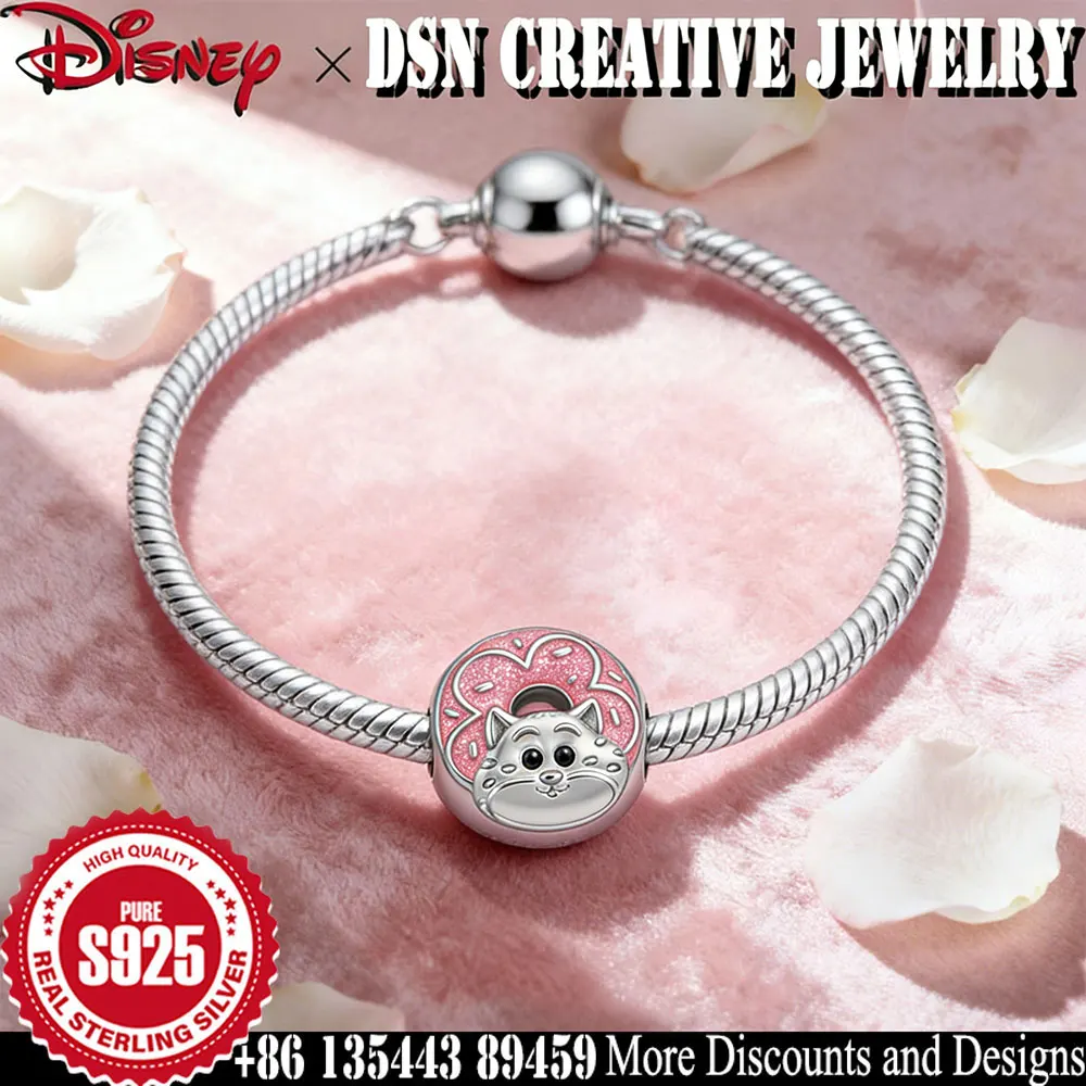 

DSN 925 Silver Charm Disney Zootopia Benjamin Clawhauser Donut beads for Bracelet Child's Play cartoon cute Charm Jewelry Gift
