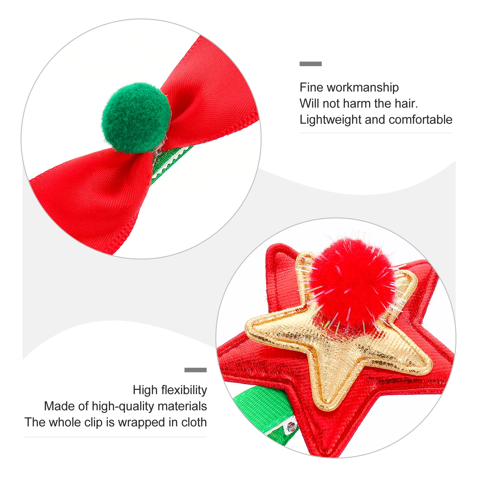 

10 Pcs Christmas Hairpin Set Barrettes Girls Has Xmas Hairpins Bow Star to Weave Miss