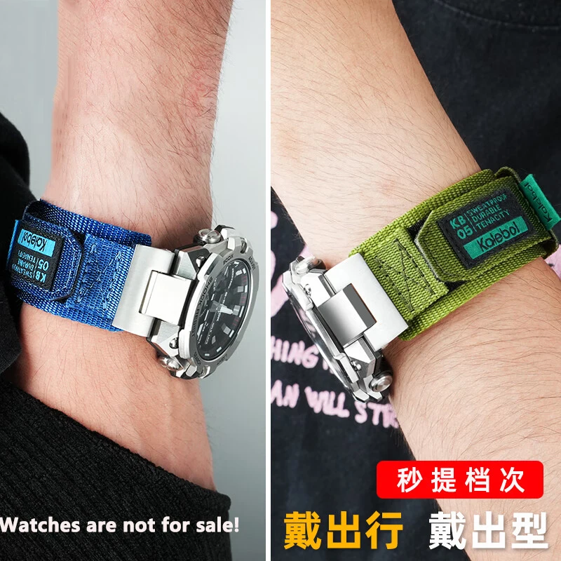 For Casio G-SHOCK series 5657 GST-B400-1A/CD/BB modified nylon canvas watchband with metal adapter waterproof breathable strap