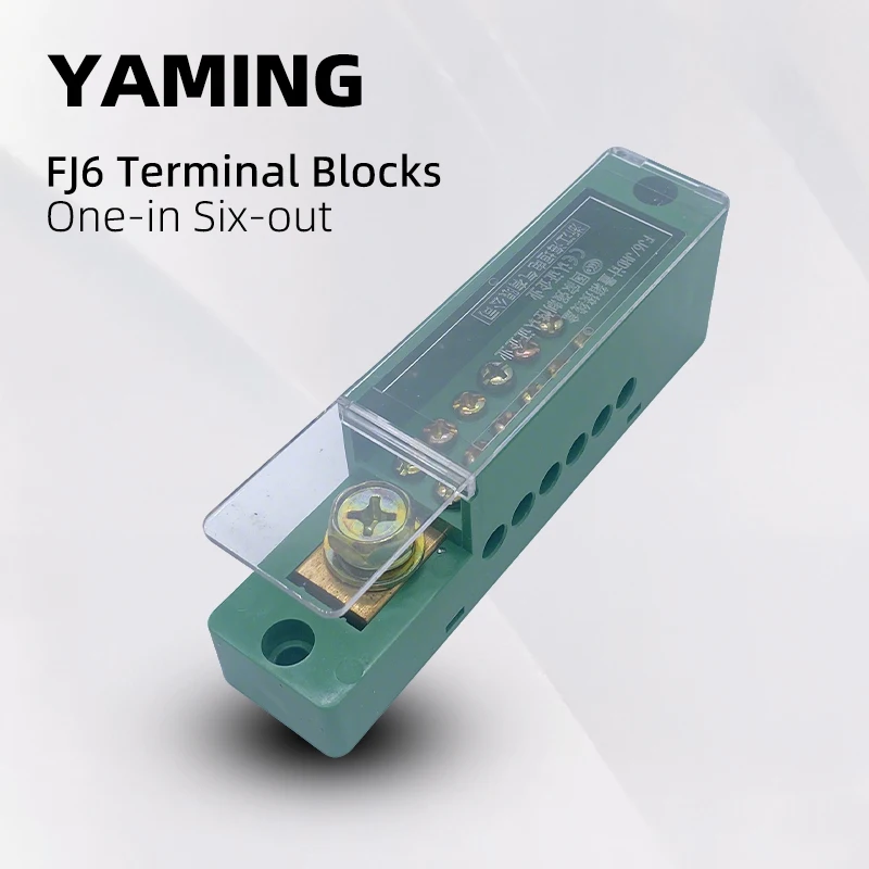 One-in Six-out Terminal Blocks Distribution Box FJ6 Single Pole 6P Meter Splitter Junction Connector 660V 30A