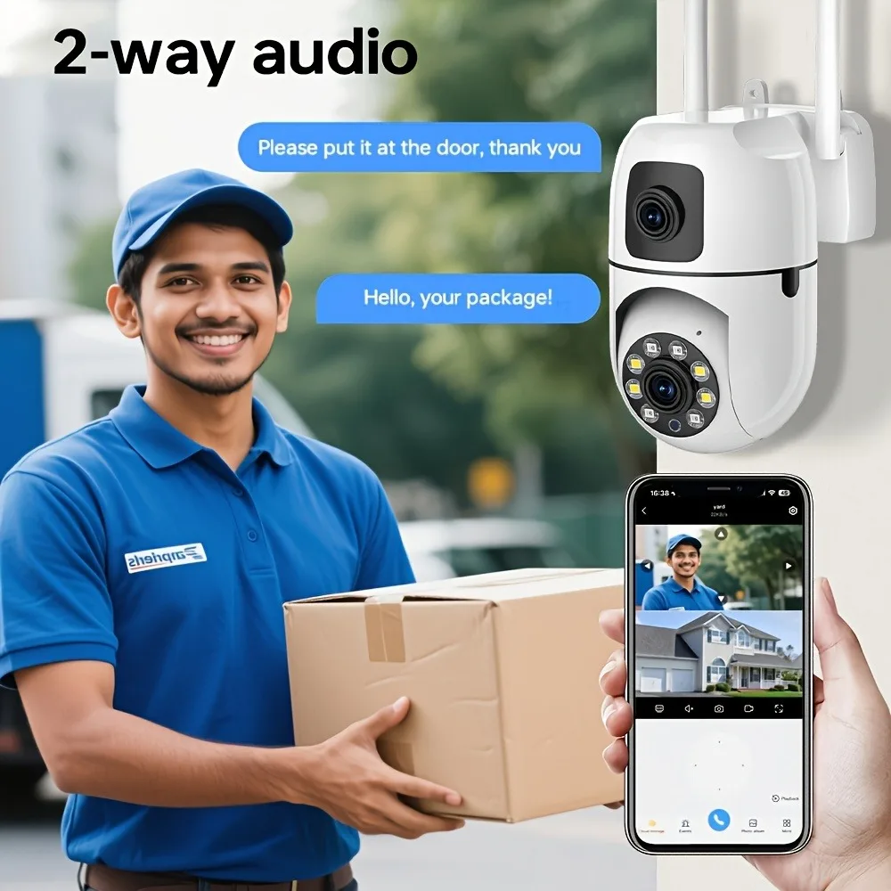 BoyKeep 8MP  Smart Dual-Lens WiFi Security Camera for Enhanced Monitoring Full Color Night Vision 2-Way Audio Motion DetectionP