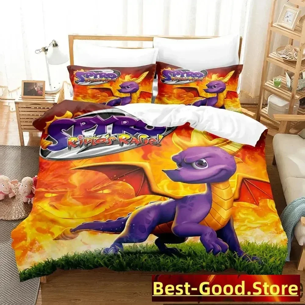 

Cartoon Spyro Reignited Trilogy Bedding Set Duvet Cover Bed Set Quilt Cover Pillowcase Comforter king Queen Size Boys Adult