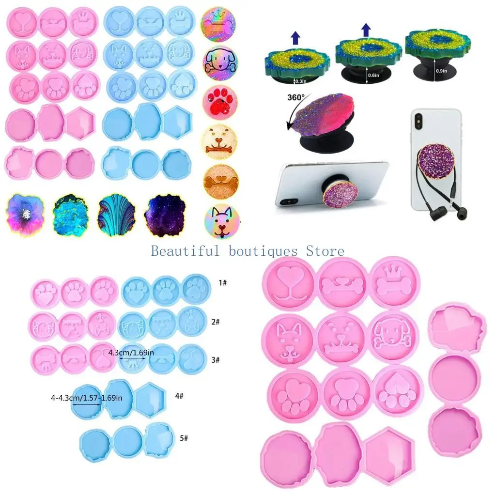 

U4LF Phone Grip Mold Epoxy Resin On Top 15 Cavity Silicone Irregular Round Molds