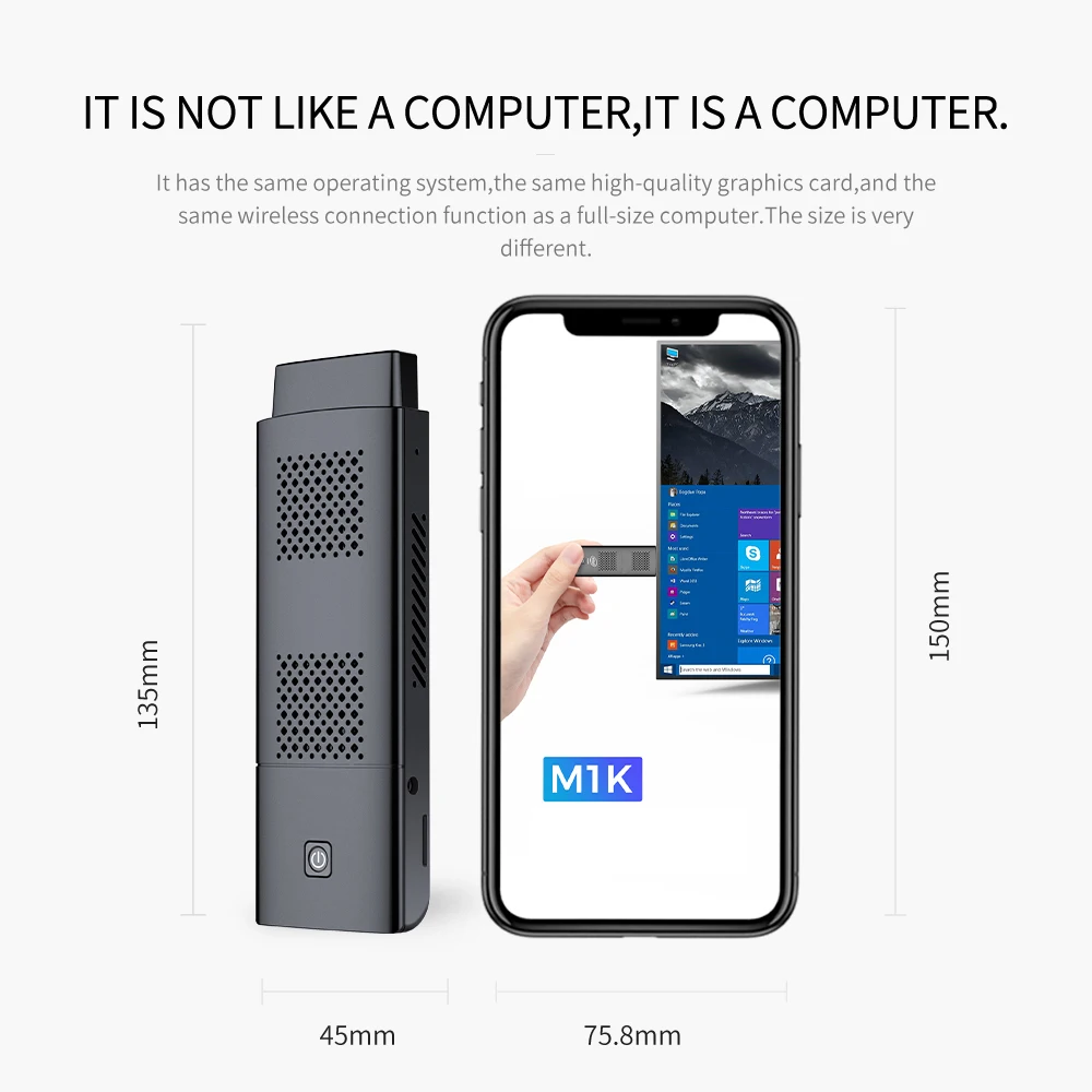 Chenxin M1K Intel J4125 Quad Core PDA 8GB DDR4 128G/256GB SSD Windows 11 USB3.0 BT4.2 WIFI5 HDMI2.0 4K 60Hz HD Display PC Stick
