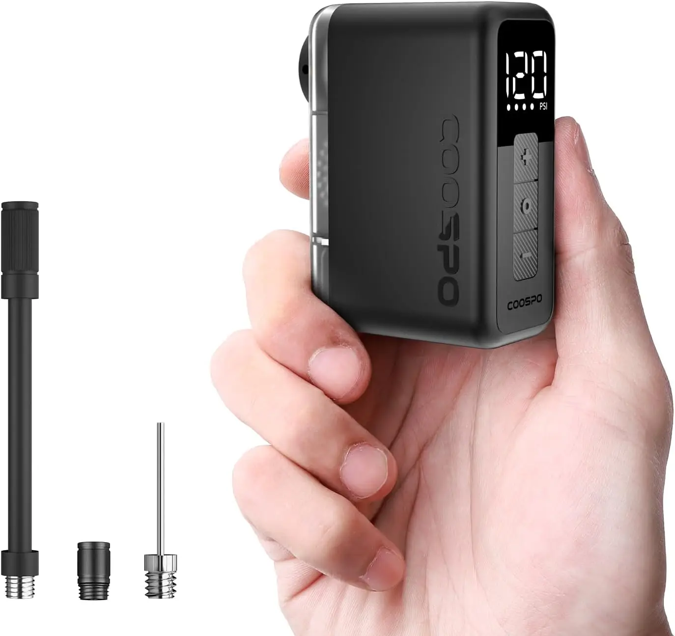 

Tiny X1 Mini Electric Bike Pump, 120PSI, Portable with Gauge, Auto Stop, USB-C Rechargeable, Fast Inflation for Presta & Schrade