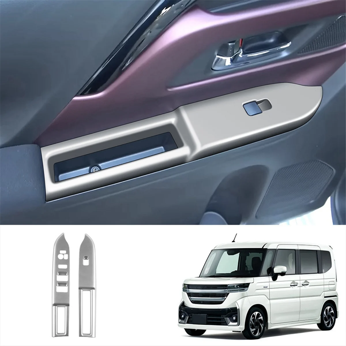 Autoruitglas Lifter Schakelpaneel Cover voor SPACIA/SPACIA Custom MK04 Serie 2024 RHD Zilver