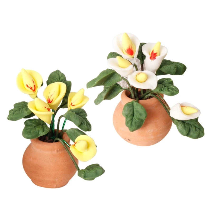 

Realistic Plant Calla Cluster Garden Plant Play Doll House Decoration 15UB