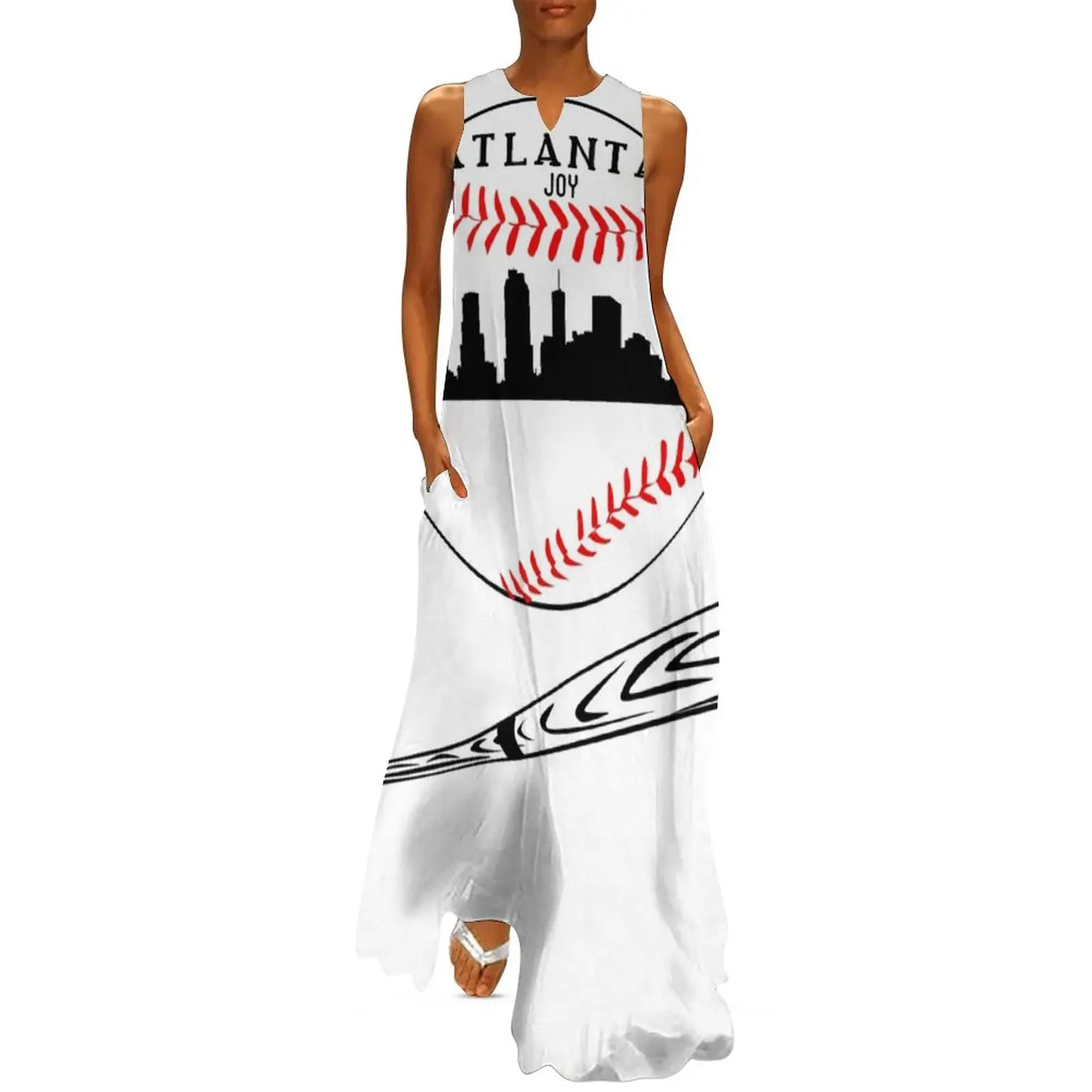 Atlanta béisbol diseño camiseta vestido largo vestidos de novia para mujer vestido largo mujer vestido mujer verano 2025