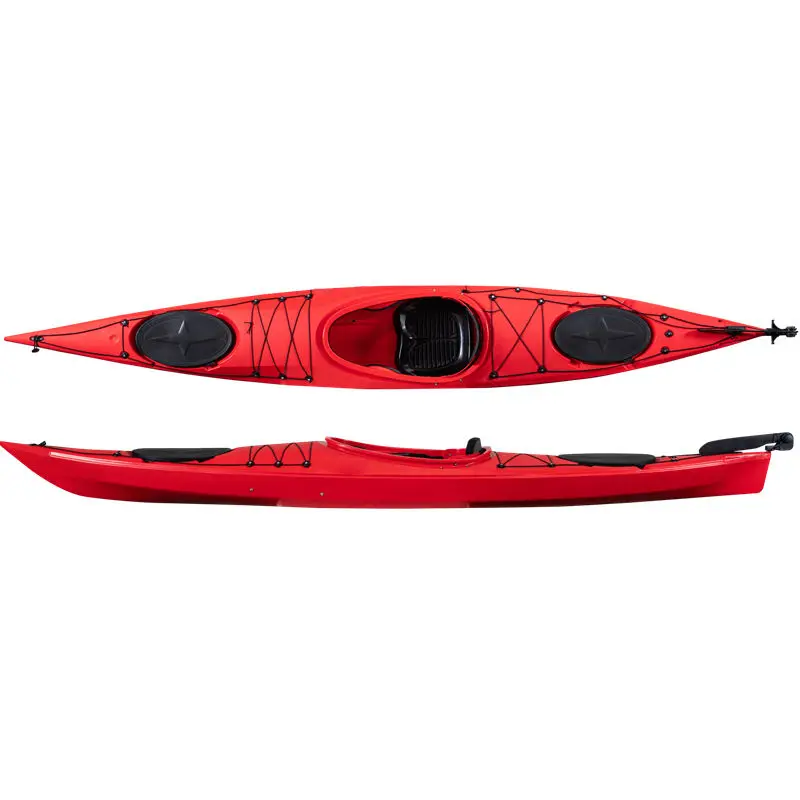 14ft 4.2ft Hard‑Shell Sit‑In Kuer Kayak With Paddles HDPE For Marine Long Touring And Salt‑Fresh Water Angling