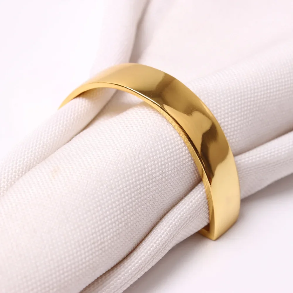 

9PCS New Zinc Alloy Fully Polished Half Round Christmas Napkin Ring Creative D Word Napkin Buckle Matte Gold Wedding Table Decor