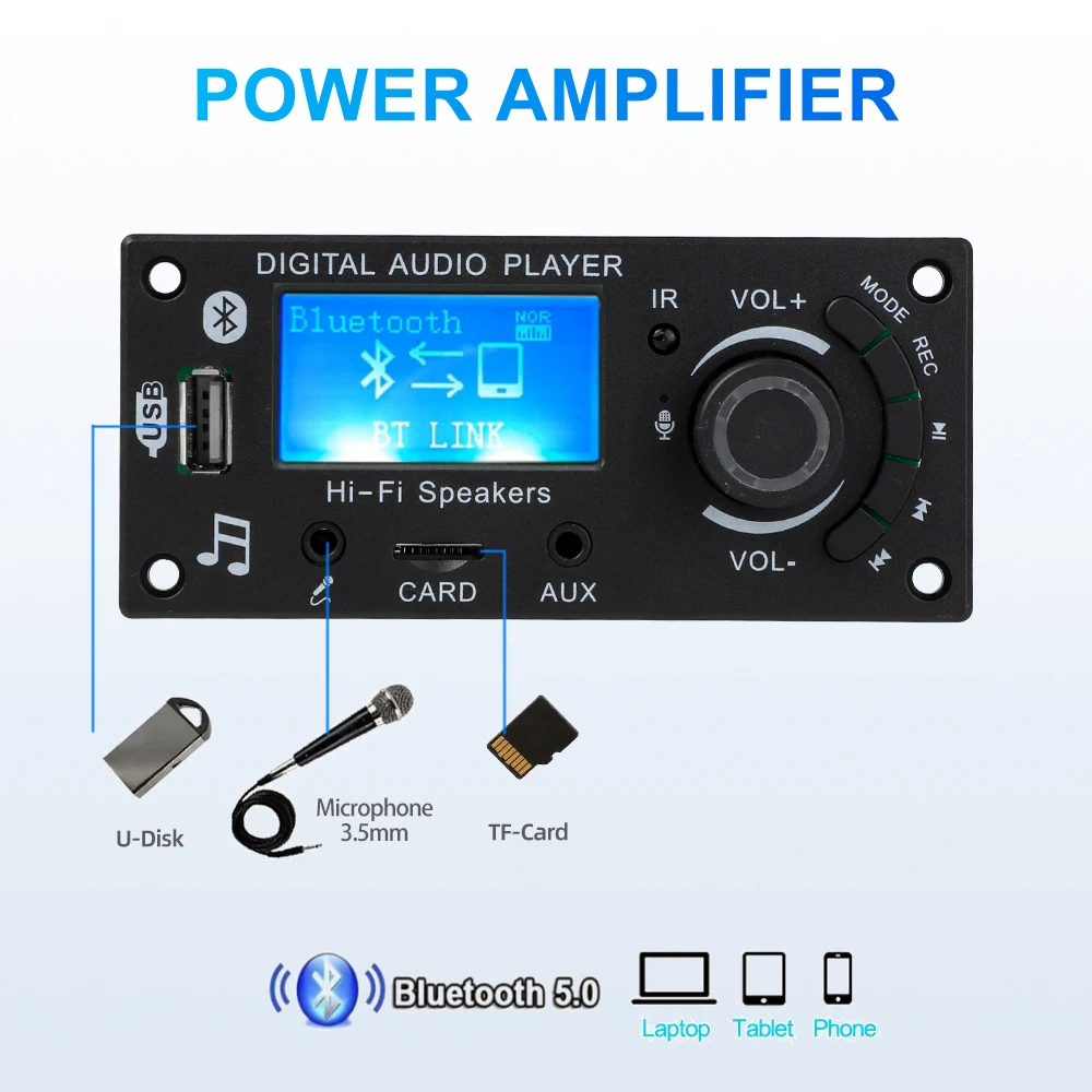 DC 12V Bluetooth 5.0 LCD MP3 WMA APE Decoder Board Mikrofon Freisprecheinrichtung Aufnahme Auto Audio USB TF FM Radio MP3 Musik Player