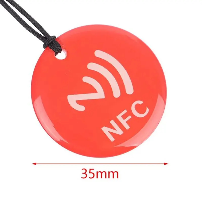 10pcs Ntag213 NFC Tag Lable Token With Rope RFID 13.56MHz 144 Bytes ISO14443A Epoxy Card 35mm Diameter For All NFC Enabled Phone