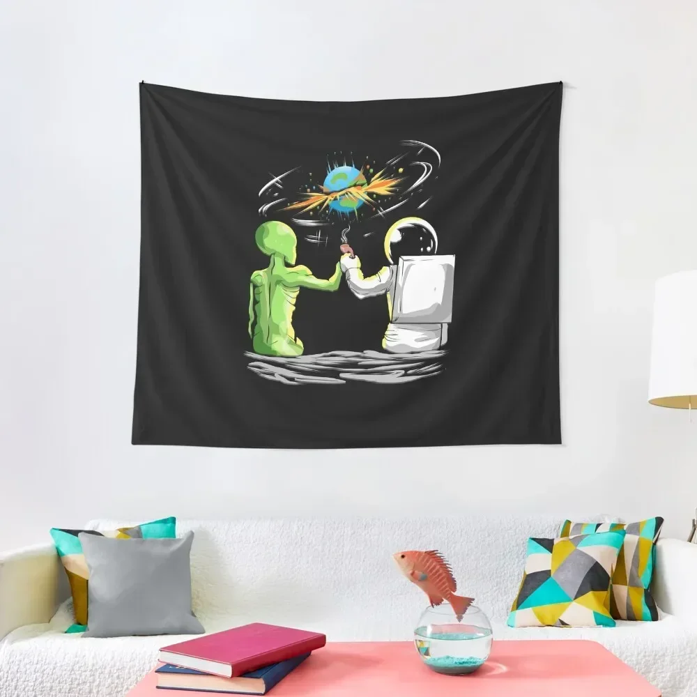 

Stoner Astronaut Reggae Alien Smoking Weed Pipe Tapestry Home Decor Aesthetic Wall Decoration Room Decorating Aesthetic Tapestry