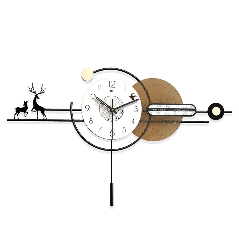 

Medieval style clock, living room, high-end sense, modern simple home dining room, clock hanging on the wall, no punching decora