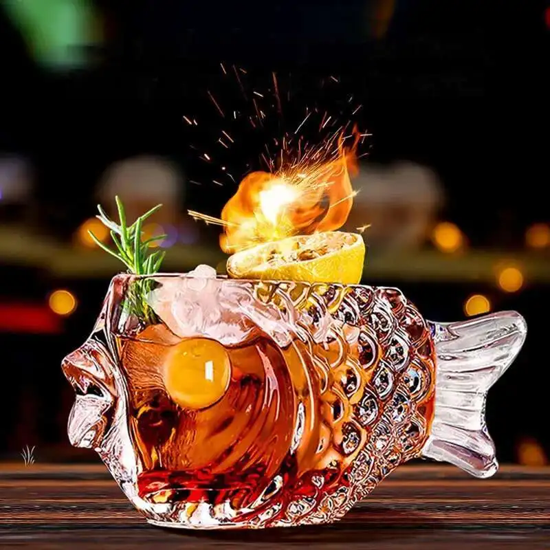 

Cute Fish Cocktail Glass For Bar Restaurant Hotel Molecular Gastronomy Container Glassware Dessert Ice Cream Bowl Smoothie Cup