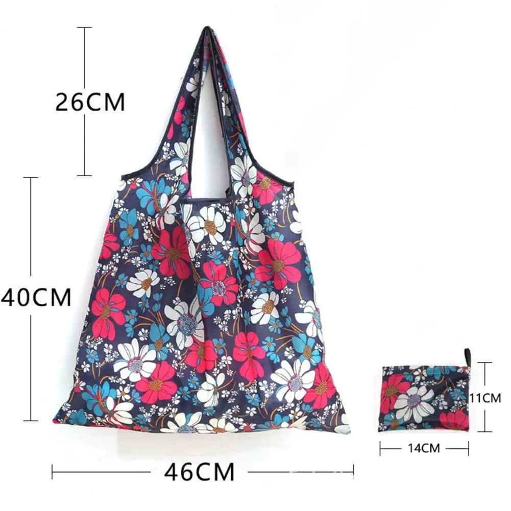 Shopping Bag Printing Foldable Polyester Casual Large Capacity Groceries Bag Household Storage Bag Tote Bags For Grocery Package