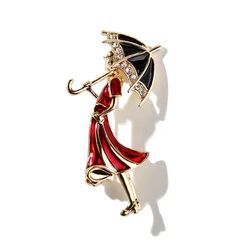 Fashion Girl Wearing Umbrella Brooches For Enamel Cartoon Brooch Pins New Fashion Jewelry Accessories Broach