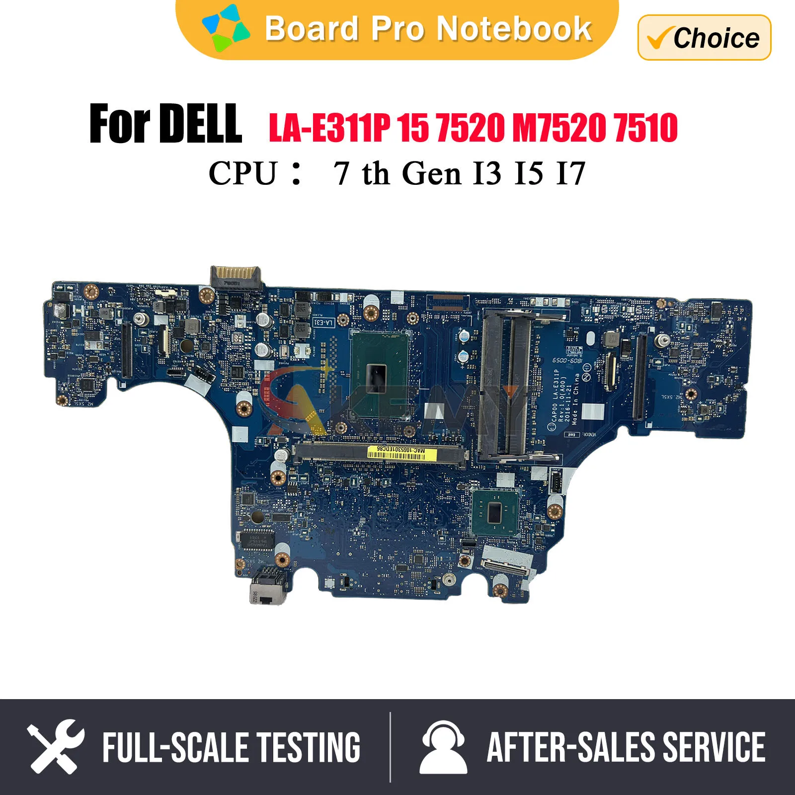 

Mainboard CN-0JYFWJ 0JYFWJ JYFWJ For DELL Precision 7520 Laptop Motherboard LA-E311P With E3-1545M CPU 100% Working Well