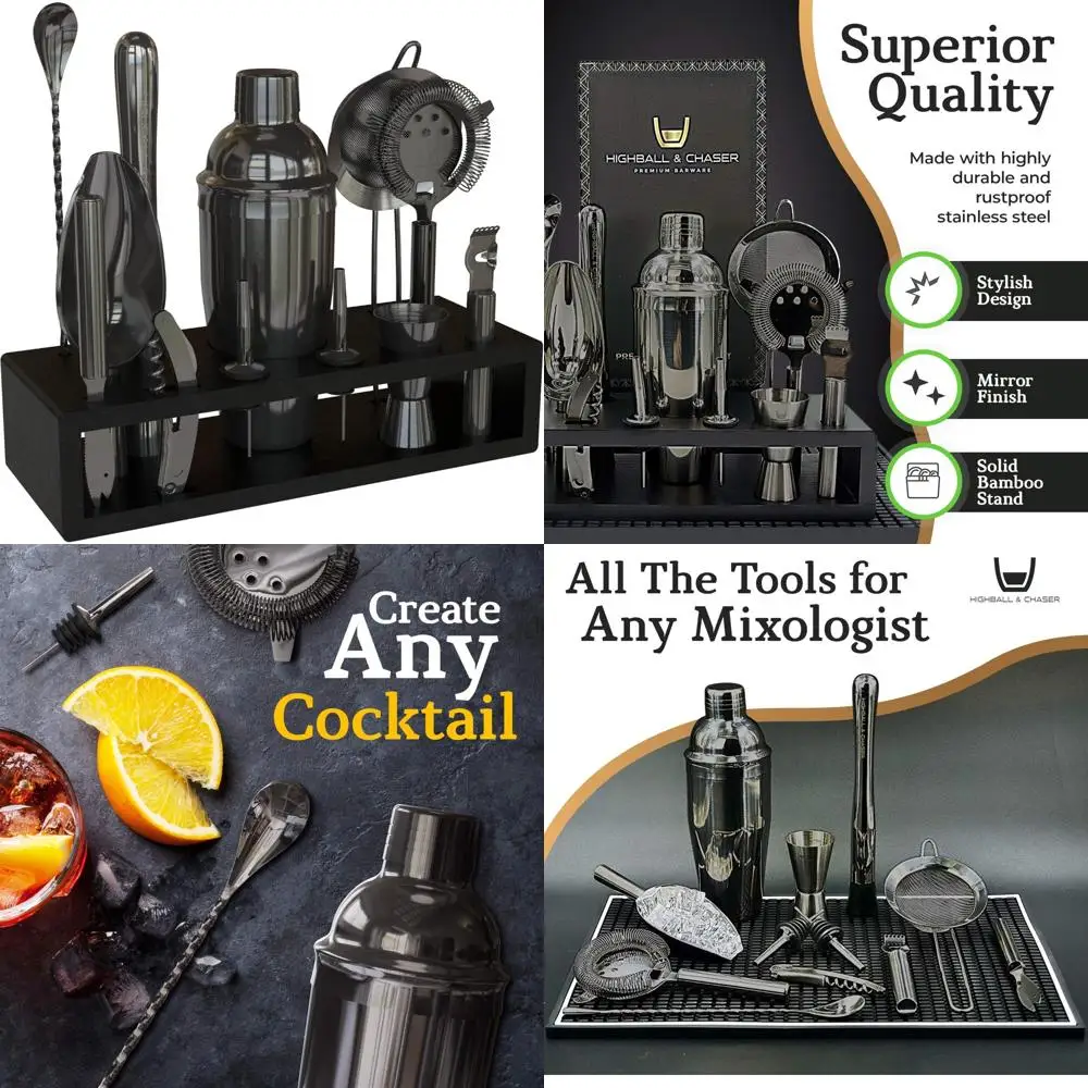 

«Черный Highball & Chaser», набор коктейльных шейкеров из 13 предметов: набор для бармена из полированной нержавеющей стали для домашнего бара"
