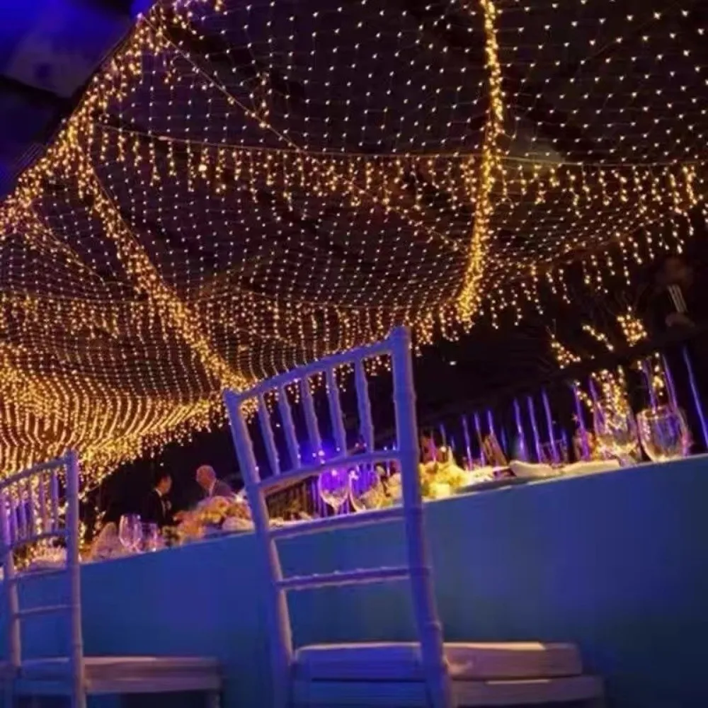 الاتحاد الأوروبي التوصيل شبكة ليد شبكة سلسلة ضوء مقاوم للماء 1.5x1.5 متر الجنية ضوء جارلاند 3 اللون 3 متر x 2 متر شجرة عيد الميلاد ضوء السنة الجديدة ديكور #5