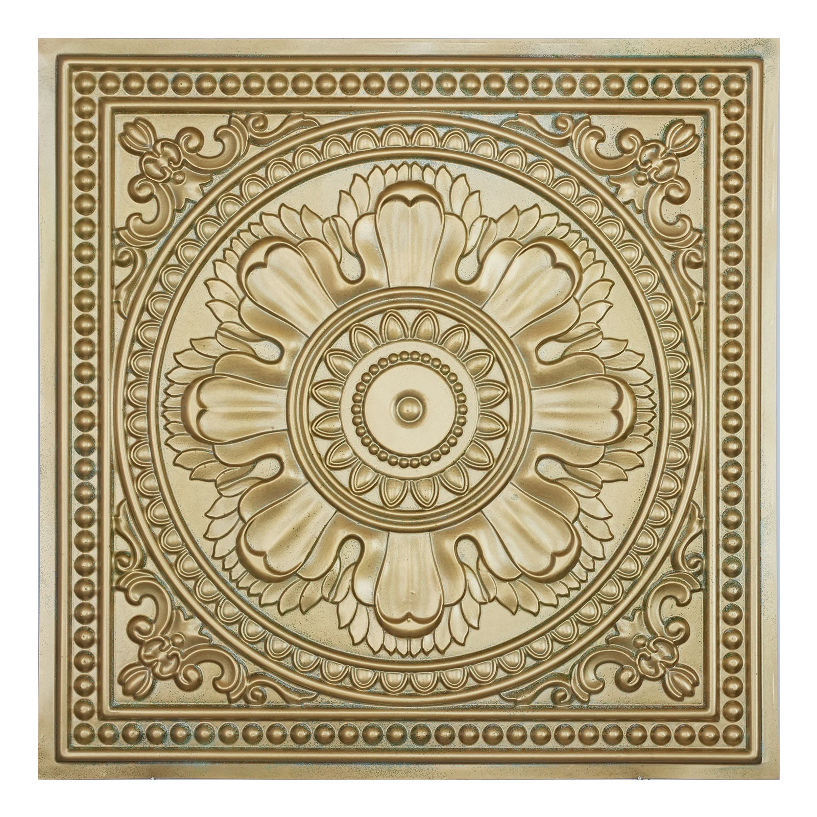 Artistic 3D ceiling tile, Metalized ceiling panels, for Public house PL17 Brass verdigris 10pcs