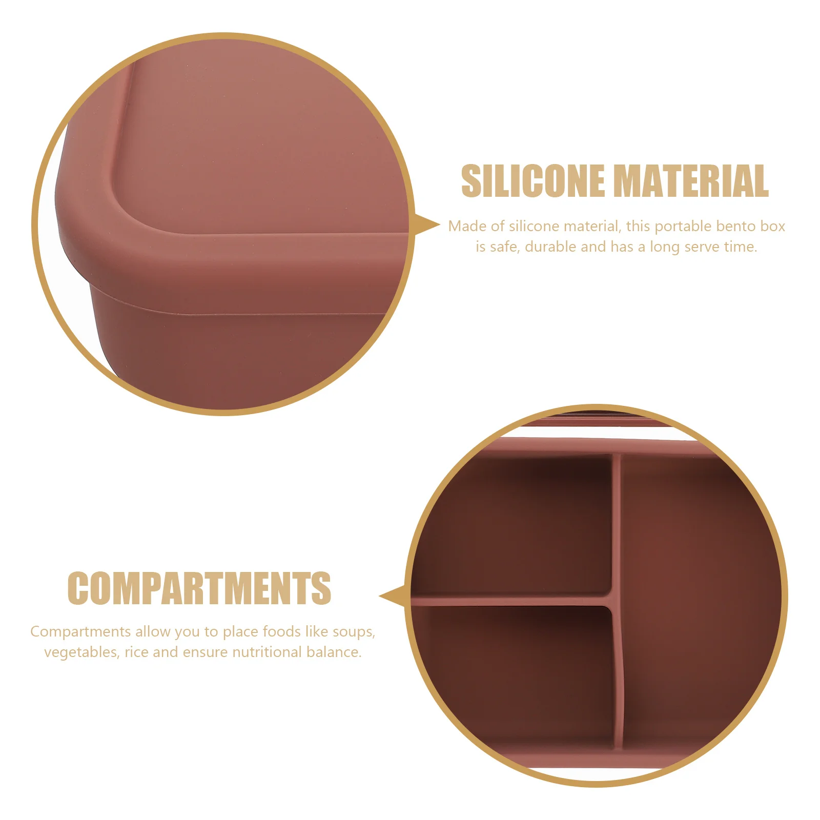 

Silicone Compartment Microwave Safe Portable Lunch Container For Kids Adults School Office Outdoor Sealed Divided