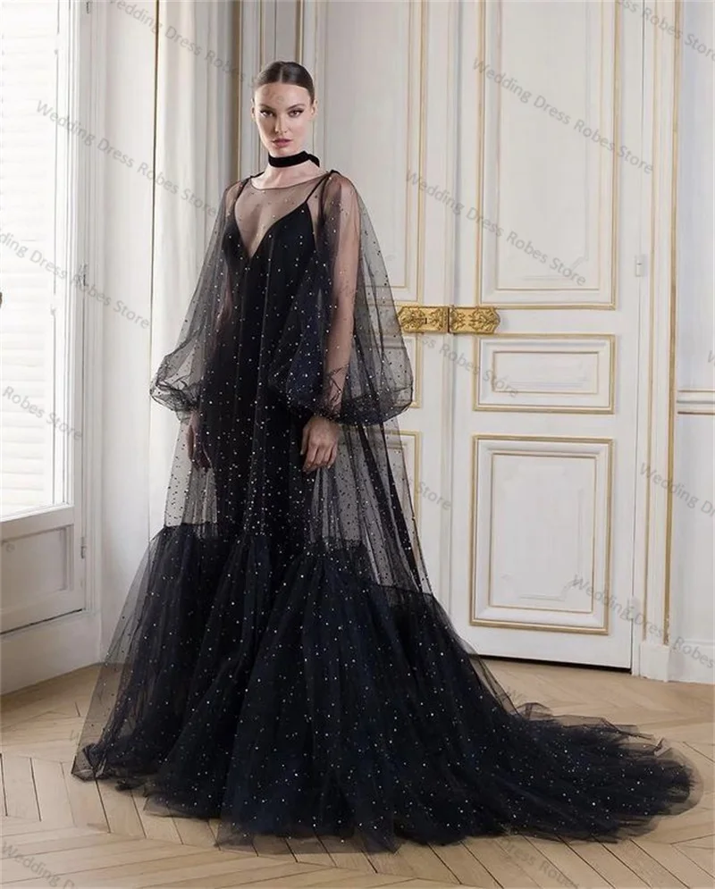 

Black Women Prom Dress 2 Pieces Women Skirt Set Sexy Suspender Bridal Party Gown Tulle Evening Gown Sleepwear Customized Skirt