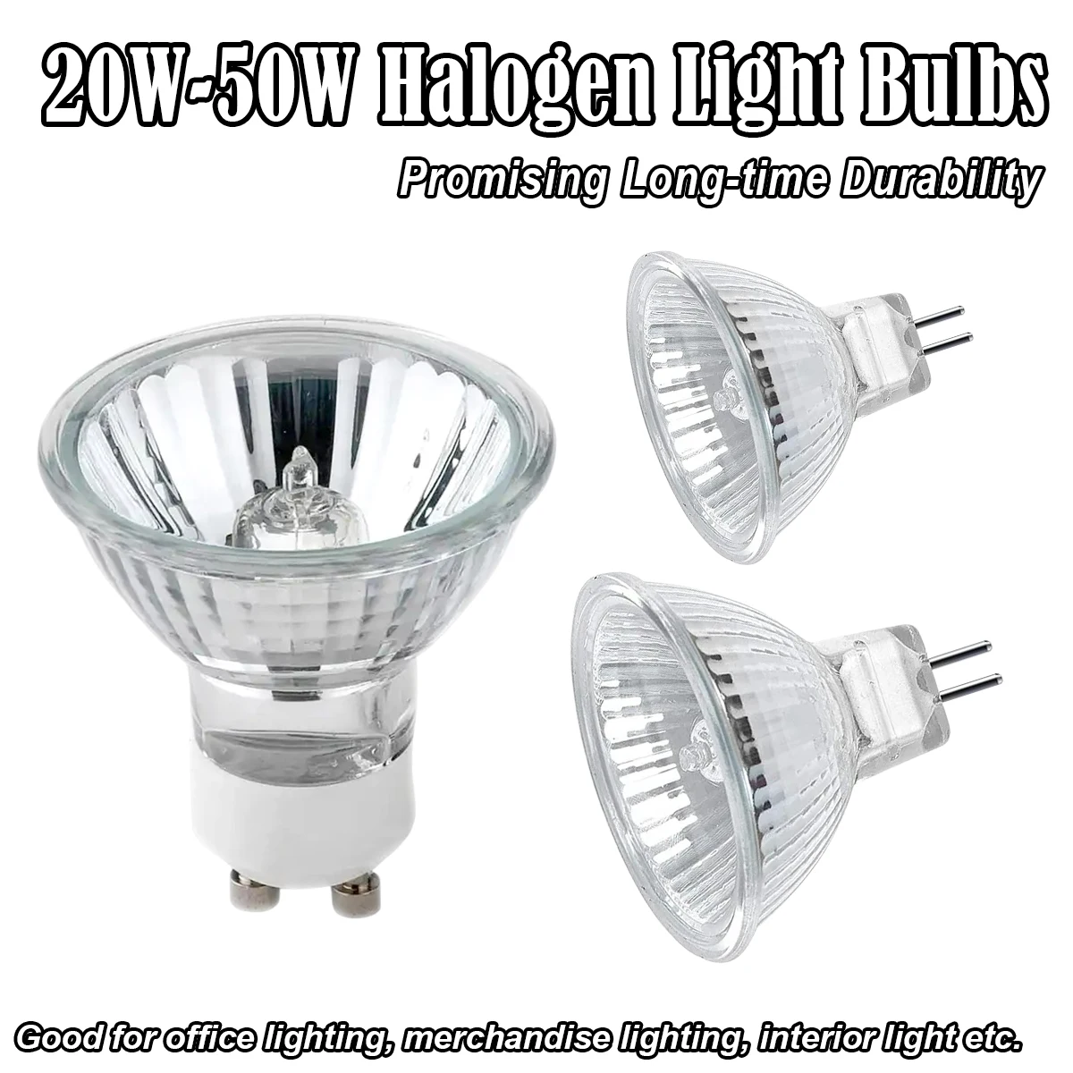 Halogen Spotlight Bulb Gu10 Mr16 Gu5.3 Ac220v Dc12v 2800-3200k Dimmable Light Bulbs 30°/beam Angle 20w 35w 50w 2pins Glass Shell