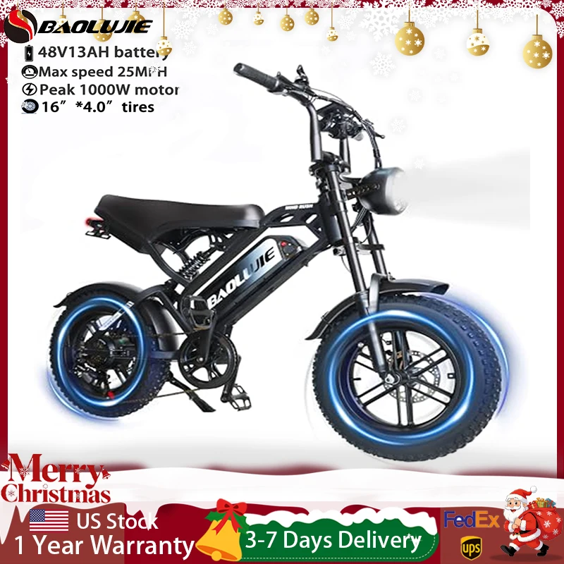 

BAOLUJIE Peak 1000W/3000W/5000W Electric Bike 48V/52V/60V Battery 25/35/45 MPH Electric Motorcycle E Bike for Adult all Off-Road