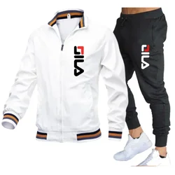 Conjunto Sportswear de 2 peças masculino, terno esportivo, jaqueta e calça, suéter masculino, roupas da moda, terno de treino da marca, primavera, outono, novo