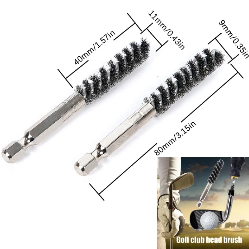 Щетка для удаления ржавчины с головкой клюшки для гольфа Электрическая дрель Проволочная щетка Шестиугольный стержень Щетка для удаления ржавчины с железной головкой для гольфа Чистка клюшки для гольфа Полировка