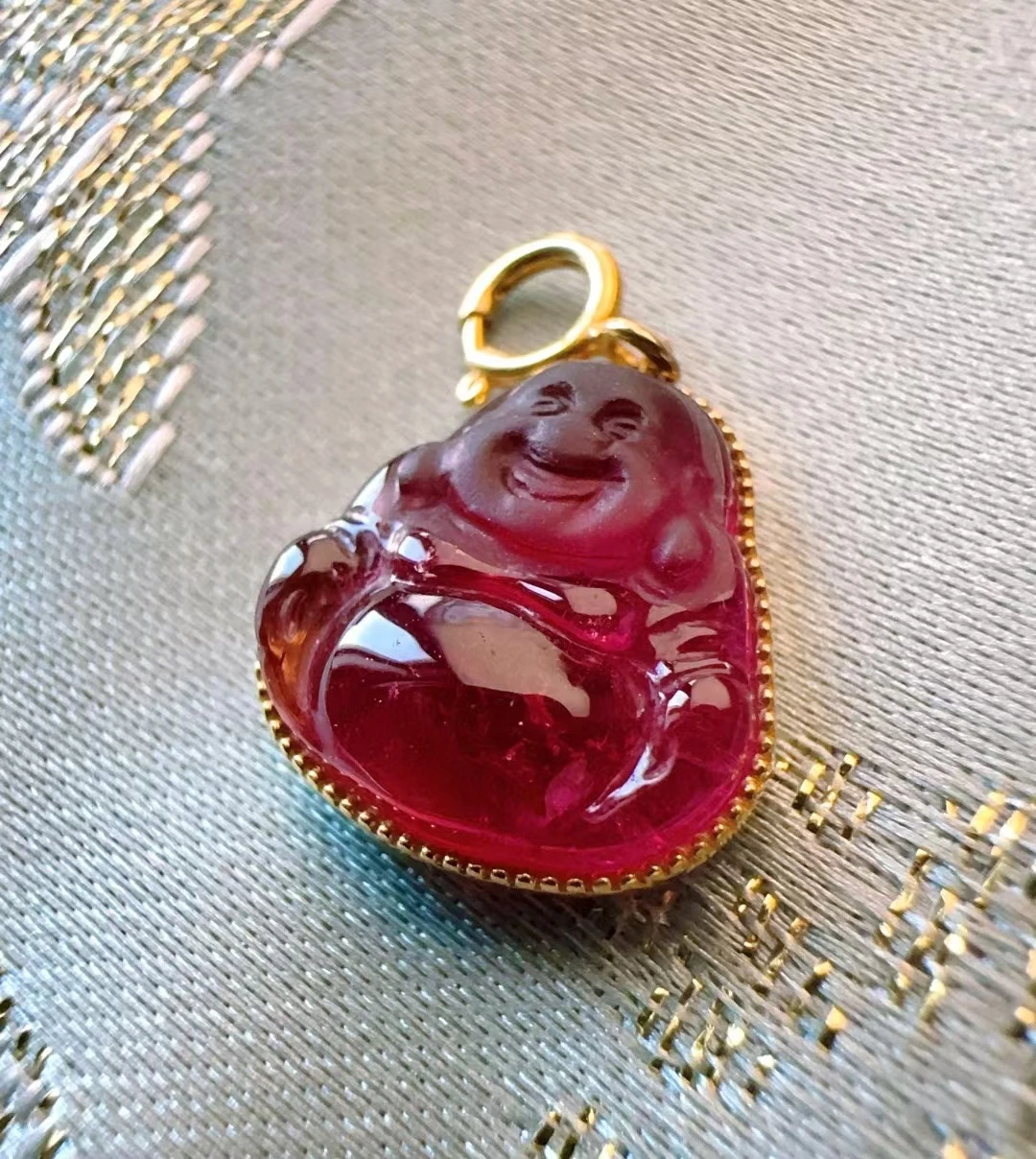 Natural Red Tourmaline Carved Pendant 18.6/11.3m Buddhism Woman Men Watermelon Tourmaline Clear Beads Jewelry AAAAAA