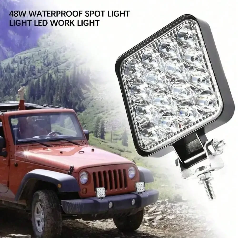 1/2PCS 45W Mini Square LED Work Light – Powerful Flood/Spot Beam for Off-Road Vehicles (Cars, Trucks, ATV, UTV, SUV)