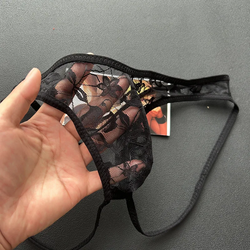 جديد الرجال الدانتيل المطبوعة شفافة U محدب حلقة مزدوجة الملابس الداخلية السراويل منخفضة الارتفاع سراويل داخلية السروال الصلبة الذكور ملخصات #3