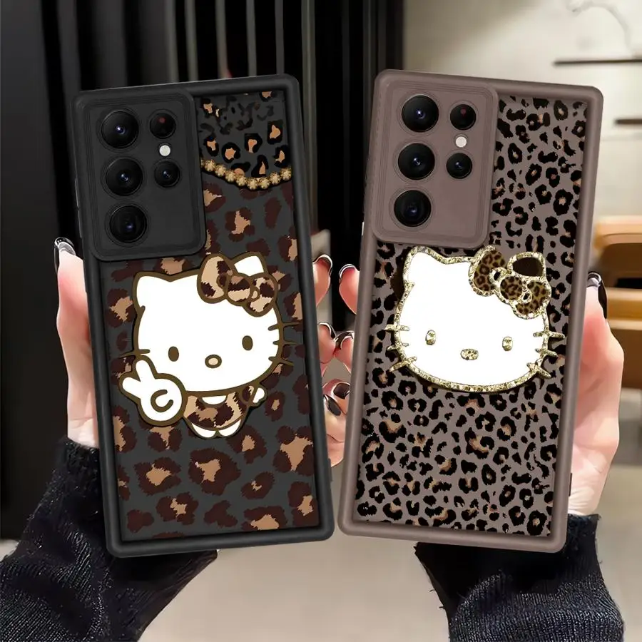 

Sanrio Leopard Print Phone Cover Case for Samsung Galaxy S25 Note 20 Ultra S20 FE S23 S25 S24 ultra S22 Plus S21