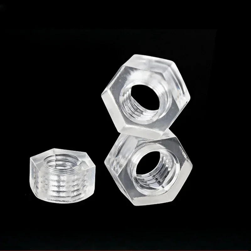 10/50pcs M2 M2.5 M3 Acrylic PC Transparent Hex Nut Polycarbonate Hexagon Locking Nuts For Lighting Lamp Installation Screws Cap