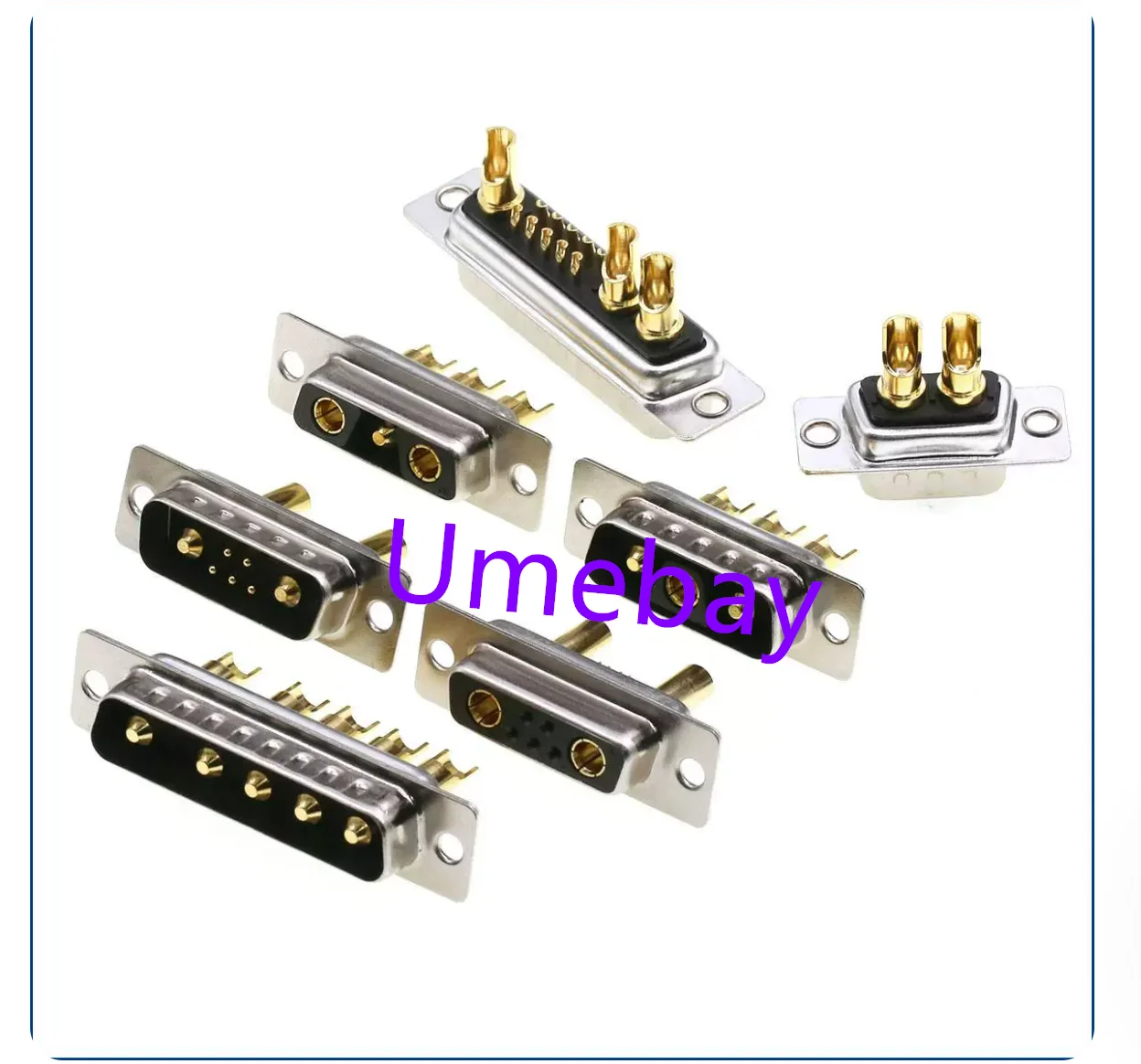5 pieces, integrated circuit, RF coaxial high current connector. 2V2 male/female, 90 degree bent insertion
