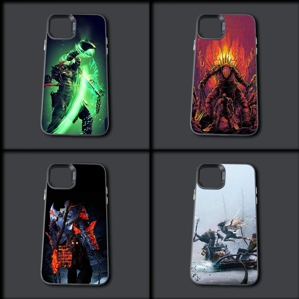 G-God of War Game Phone Case For iPhone 16,15,14,13,12,11,Mini,Pro,MAX Gray Drop Matte Shockproof Soft Cover