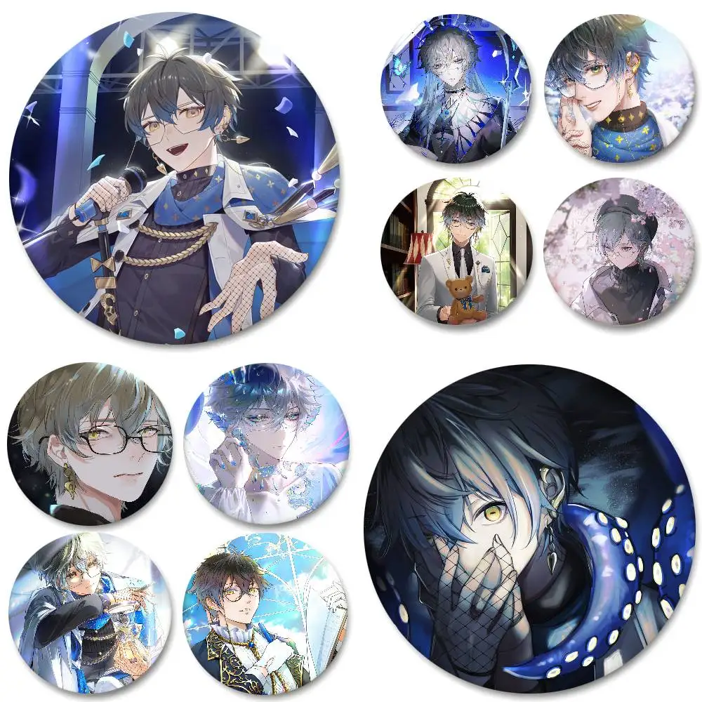 Anime Virtual Idol Ike Eveland Round Badge Lapel Pin Backpack Clothing Jewelry Accessories Gift Brooch