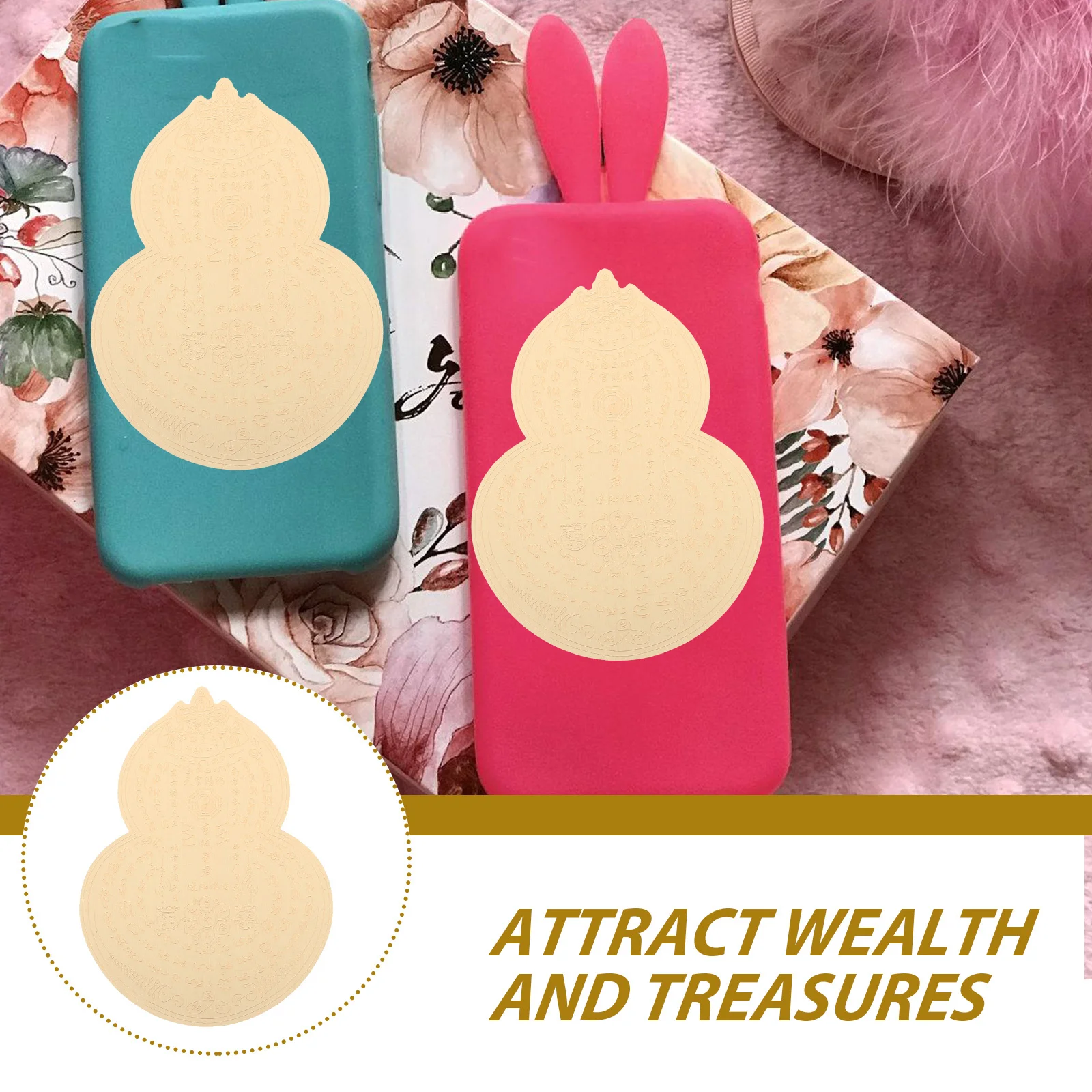 

Gourd Amulet Metal Sticker Copper Traditional Luck Amulet Decorative Sticker for Home Office Car Feng Shui Spiritual Protection