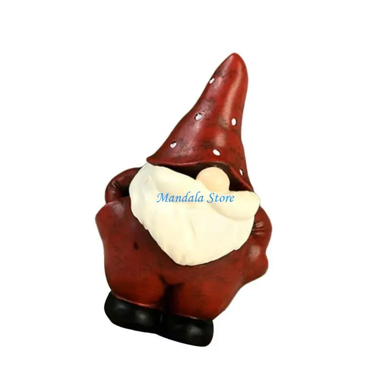 

U2JC Christmas Santa Gnomes Elf Resins Mini Figurine for Seasonal Home Decors