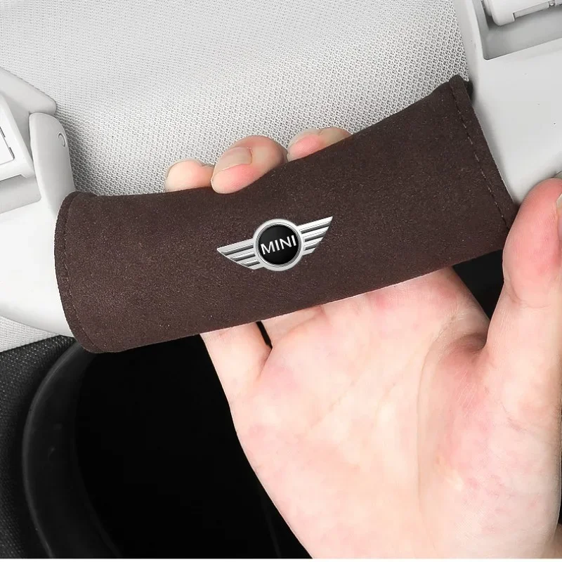 2pcs Car Roof Armrest Handle Suede Gloves Protector Accessories For MINI Cooper JCW WORKS R55 R56 F55 F56 R57 R58 R59 R60 R50