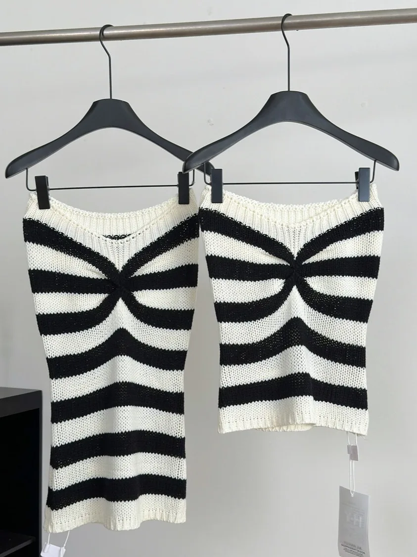 

Summer Vaion Pure Desire Spicy Girl Svel Slim Fit Strapl Vest Women's Knitted Wrap around ort Skirt